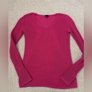 Women’s Talbots v neck shaker stitch sweater small pink Pima cotton